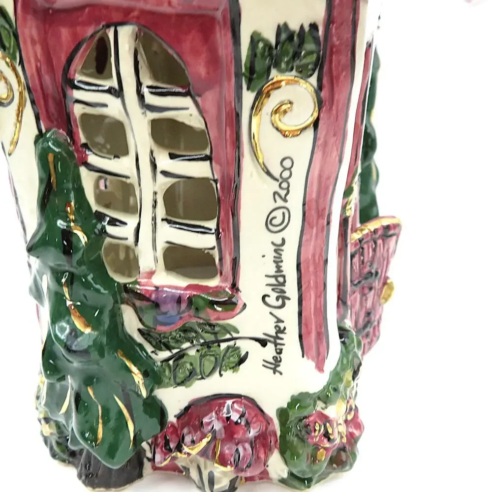 Blue Sky Clayworks Cozy Corner Tea Light House by Heather Goldminc 2000 Pink